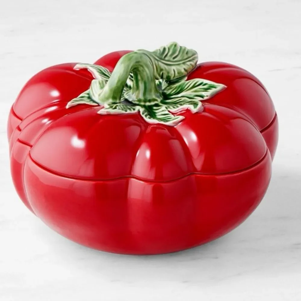 Crate&Barrel Tomato Decorative Scultptrual Tureen with Lid